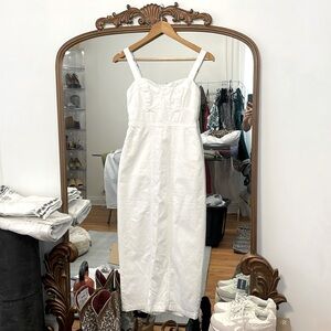 YFB White denim MIDI dress XS WITH POCKETS